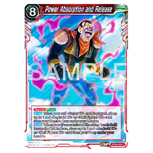 Power Absorption and Release Red card from the Dragon Ball Super Card Game Fusion World set B26 - Ultimate Advent