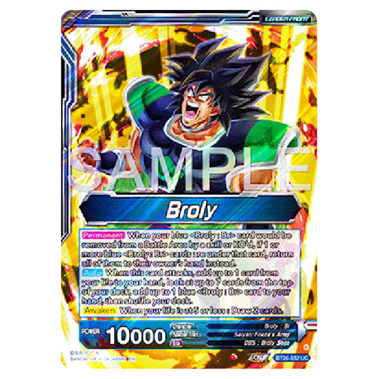 Broly Blue card from the Dragon Ball Super Card Game Fusion World set B26 - Ultimate Advent