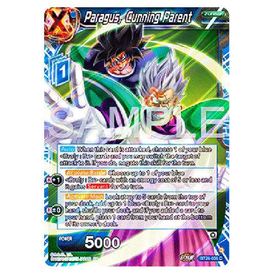 Paragus, Cunning Parent Blue card from the Dragon Ball Super Card Game Fusion World set B26 - Ultimate Advent