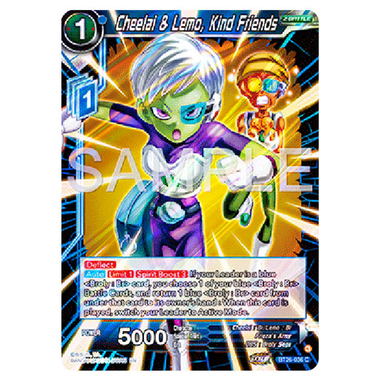 Cheelai & Lemo, Kind Friends Blue card from the Dragon Ball Super Card Game Fusion World set B26 - Ultimate Advent