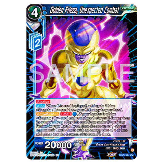 Golden Frieza, Unexpected Combat Blue card from the Dragon Ball Super Card Game Fusion World set B26 - Ultimate Advent