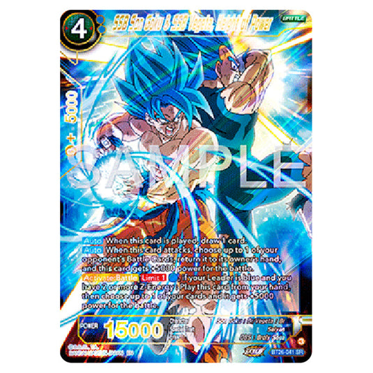 SSB Son Goku & SSB Vegeta, Height of Power Blue card from the Dragon Ball Super Card Game Fusion World set B26 - Ultimate Advent