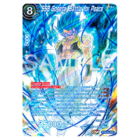 SSB Gogeta, Battle for Peace Blue card from the Dragon Ball Super Card Game Fusion World set B26 - Ultimate Advent