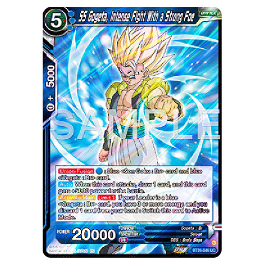 SS Gogeta, Intense Fight With a Strong Foe Blue card from the Dragon Ball Super Card Game Fusion World set B26 - Ultimate Advent