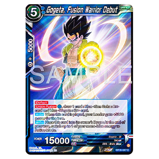 Gogeta, Fusion Warrior Debut Blue card from the Dragon Ball Super Card Game Fusion World set B26 - Ultimate Advent