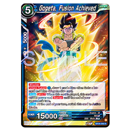 Gogeta, Fusion Achieved Blue card from the Dragon Ball Super Card Game Fusion World set B26 - Ultimate Advent