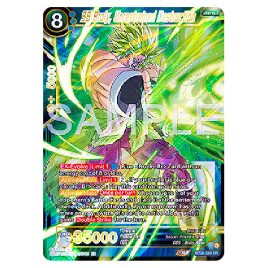 SS Broly, Unrestrained Destruction Blue card from the Dragon Ball Super Card Game Fusion World set B26 - Ultimate Advent