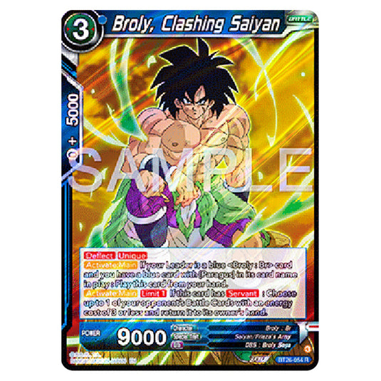 Broly, Clashing Saiyan Blue card from the Dragon Ball Super Card Game Fusion World set B26 - Ultimate Advent