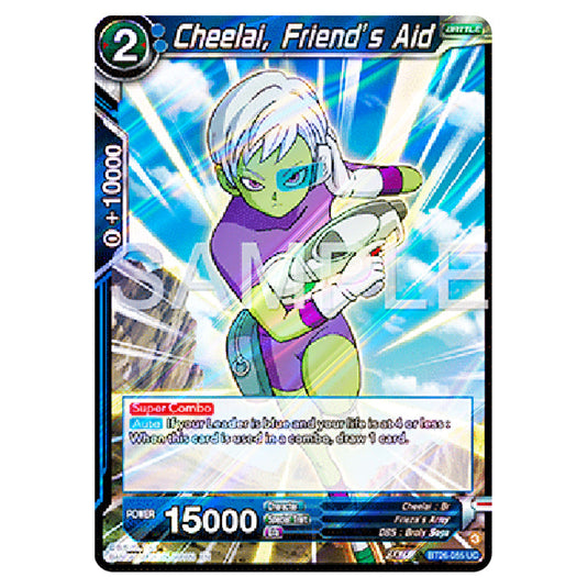 Cheelai, Friend’s Aid Blue card from the Dragon Ball Super Card Game Fusion World set B26 - Ultimate Advent