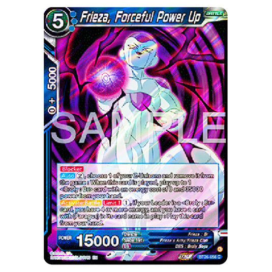 Frieza, Forceful Power Up Blue card from the Dragon Ball Super Card Game Fusion World set B26 - Ultimate Advent