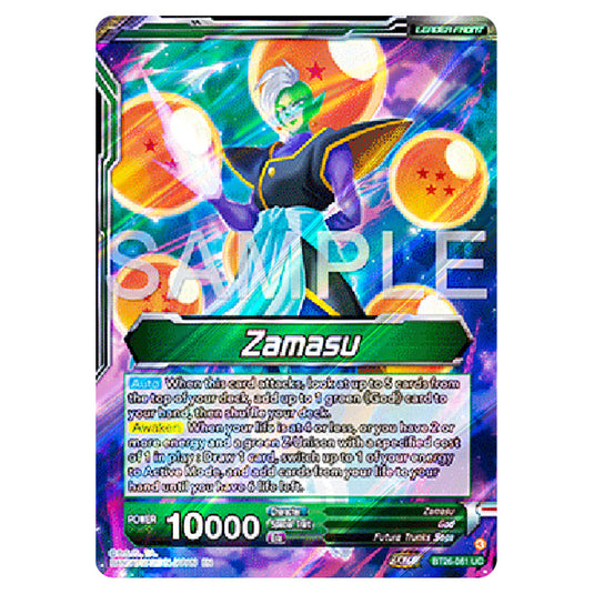 Zamasu Green card from the Dragon Ball Super Card Game Fusion World set B26 - Ultimate Advent