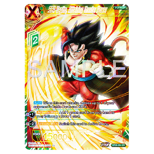 SS4 Vegito, Attaining Greater Power Green card from the Dragon Ball Super Card Game Fusion World set B26 - Ultimate Advent