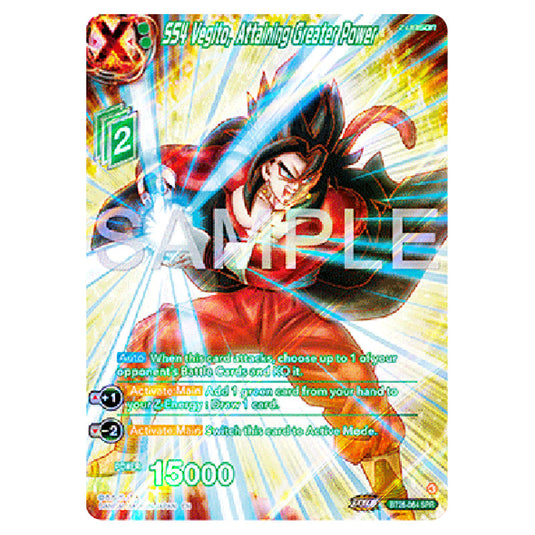 SS4 Vegito, Attaining Greater Power Green card from the Dragon Ball Super Card Game Fusion World set B26 - Ultimate Advent