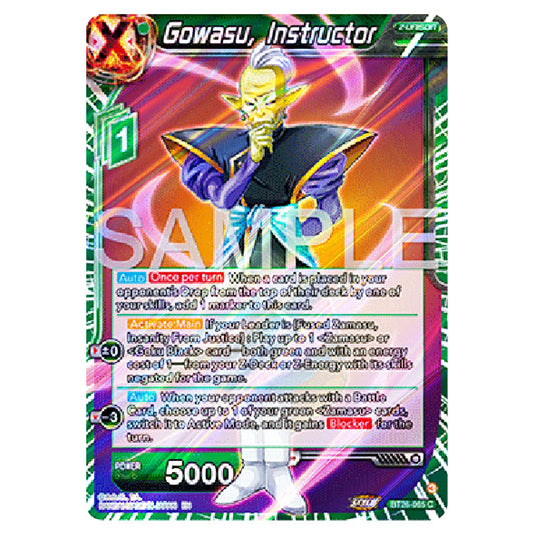 Gowasu, Instructor Green card from the Dragon Ball Super Card Game Fusion World set B26 - Ultimate Advent