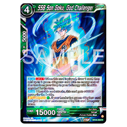 SSB Son Goku, God Challenger Green card from the Dragon Ball Super Card Game Fusion World set B26 - Ultimate Advent