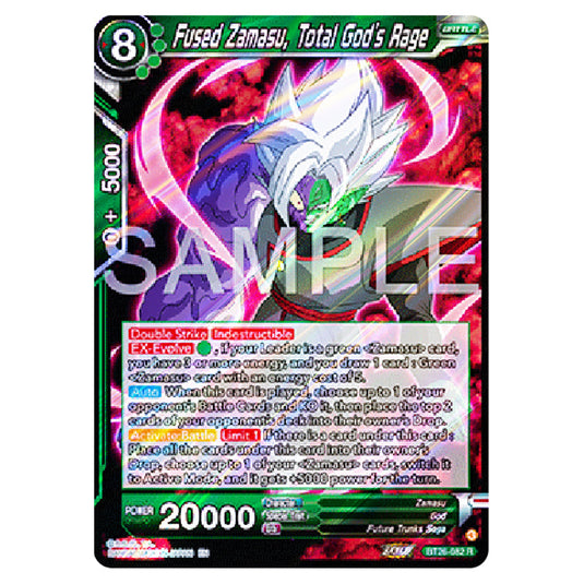 Fused Zamasu, Total God's Rage Green card from the Dragon Ball Super Card Game Fusion World set B26 - Ultimate Advent