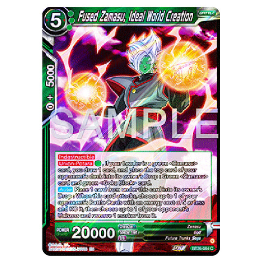 Fused Zamasu, Ideal World Creation Green card from the Dragon Ball Super Card Game Fusion World set B26 - Ultimate Advent