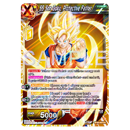 SS Son Goku, Protective Father Yellow card from the Dragon Ball Super Card Game Fusion World set B26 - Ultimate Advent