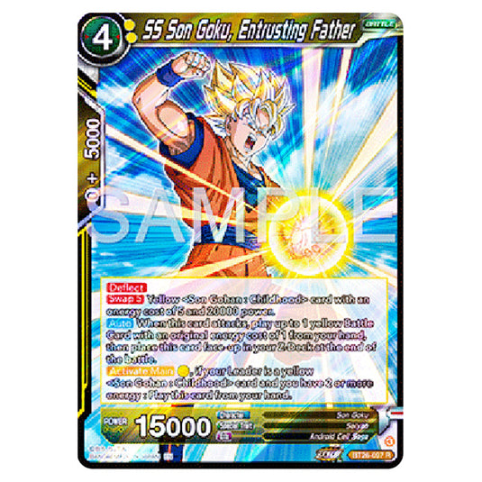 SS Son Goku, Entrusting Father Yellow card from the Dragon Ball Super Card Game Fusion World set B26 - Ultimate Advent