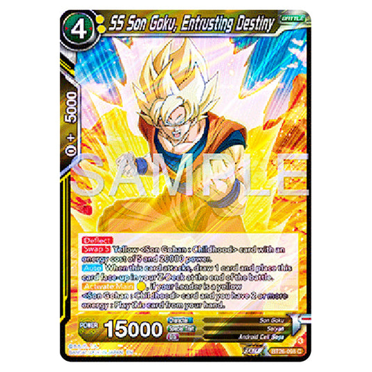 SS Son Goku, Entrusting Destiny Yellow card from the Dragon Ball Super Card Game Fusion World set B26 - Ultimate Advent