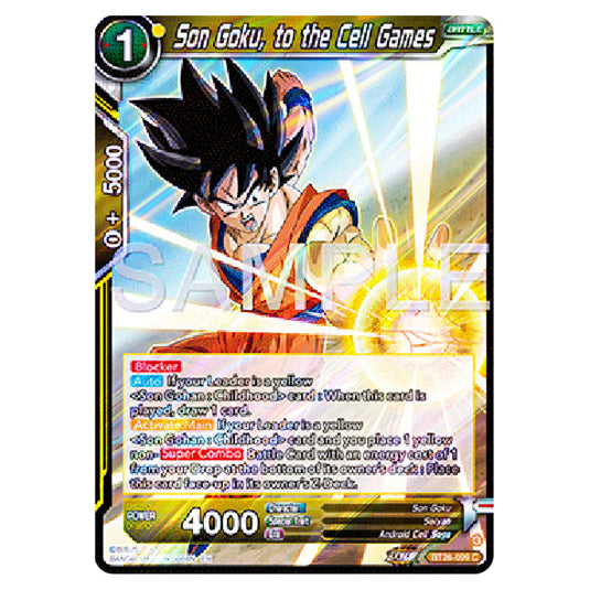 Son Goku, to the Cell Games Yellow card from the Dragon Ball Super Card Game Fusion World set B26 - Ultimate Advent