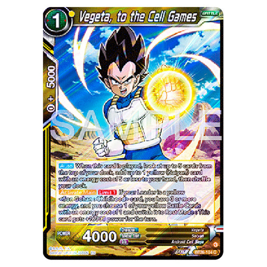 Vegeta, to the Cell Games Yellow card from the Dragon Ball Super Card Game Fusion World set B26 - Ultimate Advent