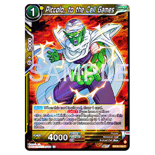 Piccolo, to the Cell Games Yellow card from the Dragon Ball Super Card Game Fusion World set B26 - Ultimate Advent