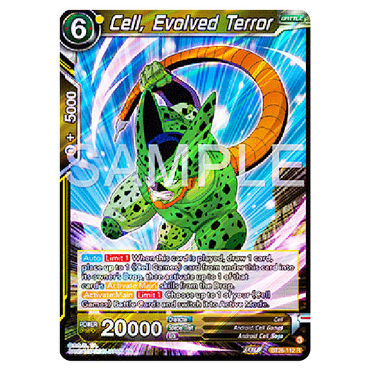 Cell, Evolved Terror Yellow card from the Dragon Ball Super Card Game Fusion World set B26 - Ultimate Advent