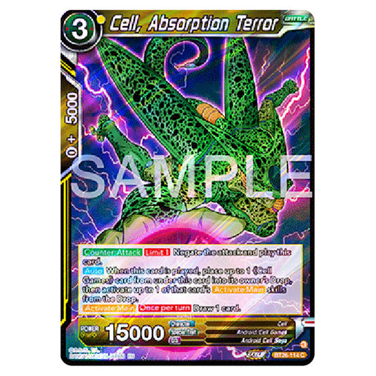 Cell, Absorption Terror Yellow card from the Dragon Ball Super Card Game Fusion World set B26 - Ultimate Advent