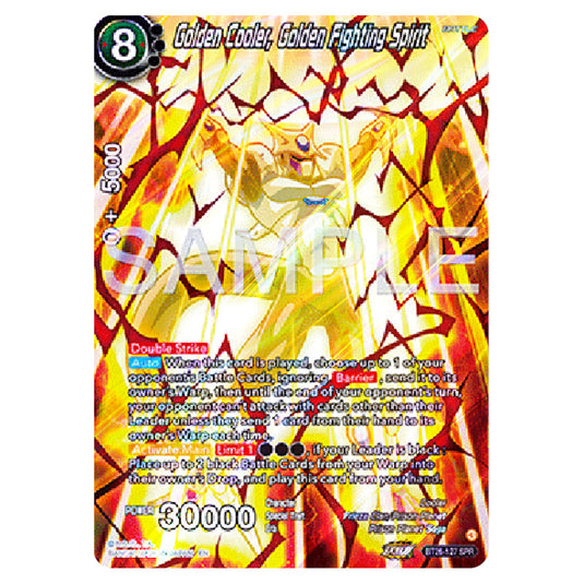 Golden Cooler, Golden Fighting Spirit Black card from the Dragon Ball Super Card Game Fusion World set B26 - Ultimate Advent