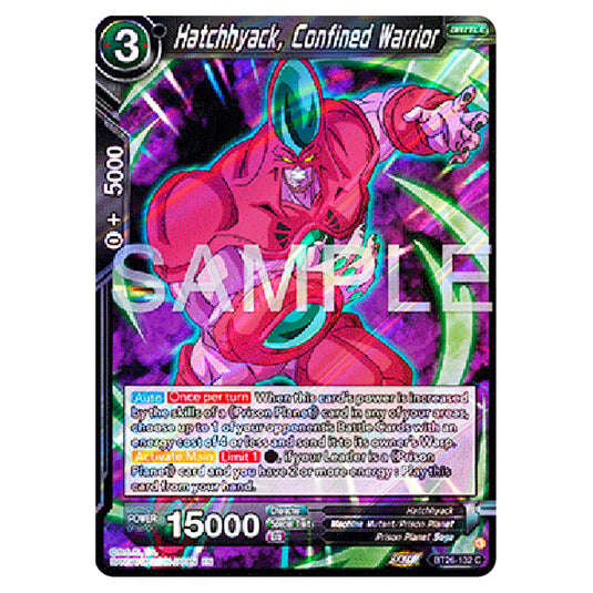 Hatchhyack, Confined Warrior Black card from the Dragon Ball Super Card Game Fusion World set B26 - Ultimate Advent