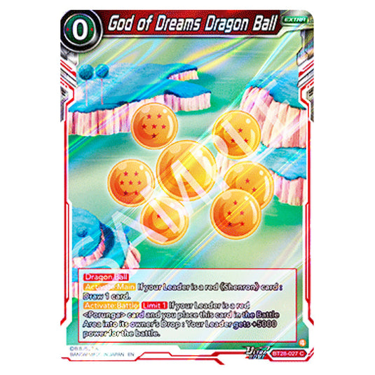 God of Dreams Dragon Ball Common card from the Dragon Ball Super Card Game set Prismatic Clash