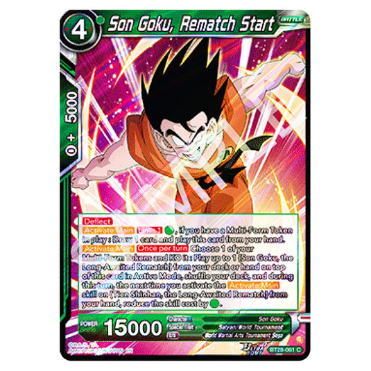 Son Goku, Rematch Start Common card from the Dragon Ball Super Card Game set Prismatic Clash