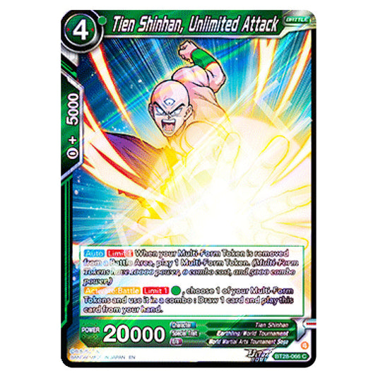 Tien Shinhan, Unlimited Attack Common card from the Dragon Ball Super Card Game set Prismatic Clash