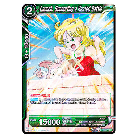 Launch, Supporting a Heated Battle Uncommon card from the Dragon Ball Super Card Game set Prismatic Clash