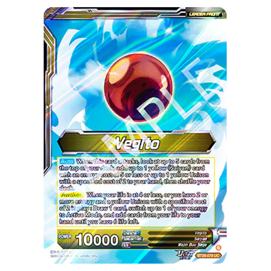 Vegito // SS Vegito, Transcendent Rage Uncommon card from the Dragon Ball Super Card Game set Prismatic Clash