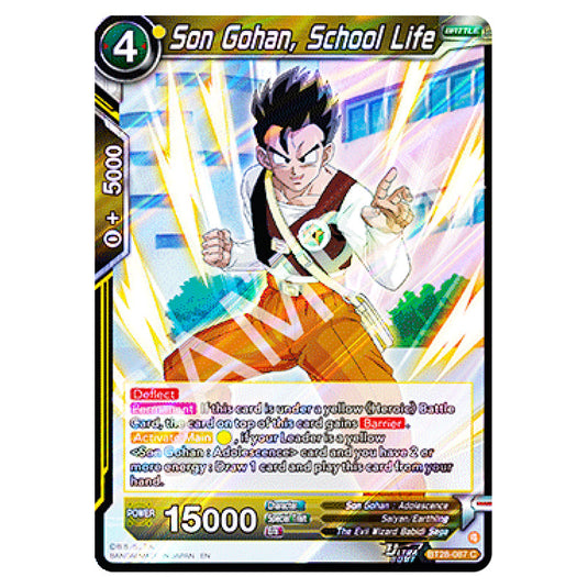 Son Gohan, School Life Common card from the Dragon Ball Super Card Game set Prismatic Clash