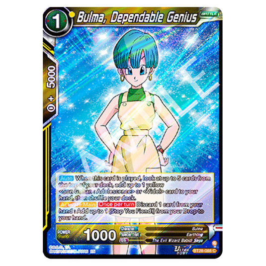 Bulma, Dependable Genius Common card from the Dragon Ball Super Card Game set Prismatic Clash