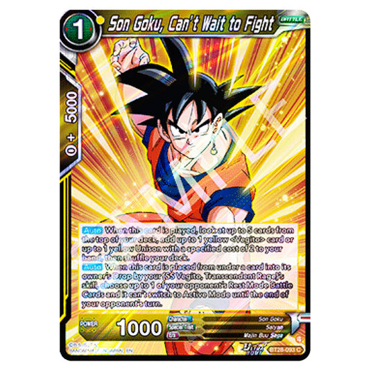 Son Goku, Can’t Wait to Fight Common card from the Dragon Ball Super Card Game set Prismatic Clash