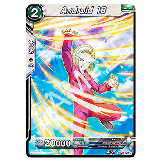 Android 18 (BT28-120) Common card from the Dragon Ball Super Card Game set Prismatic Clash