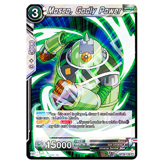 Mosco, Godly Power Common card from the Dragon Ball Super Card Game set Prismatic Clash