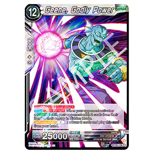 Geene, Godly Power Common card from the Dragon Ball Super Card Game set Prismatic Clash