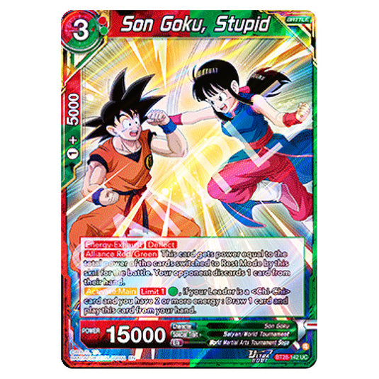 Son Goku, Stupid Uncommon card from the Dragon Ball Super Card Game set Prismatic Clash