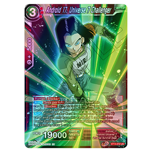 Dragon Ball Super - B14 - Cross Spirits - Android 17, Universe 7 Challenger - BT14-012 (Foil)