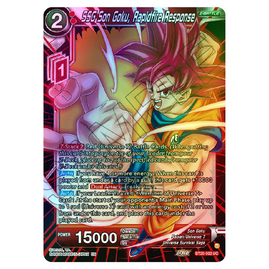 Dragon Ball Super - B20 - Power Absorbed - SSG Son Goku, Rapidfire Response - BT20-003 (Foil)