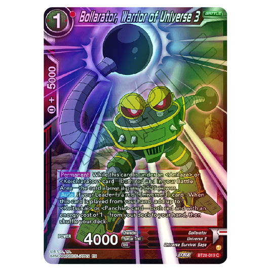 Dragon Ball Super - B20 - Power Absorbed - Bollarator, Warrior of Universe 3 - BT20-019 (Foil)