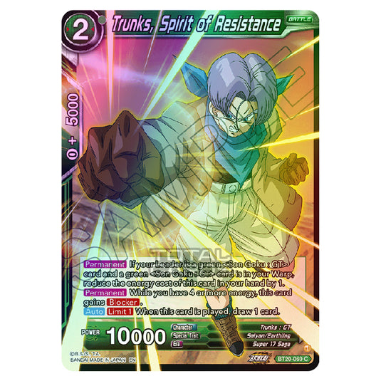 Dragon Ball Super - B20 - Power Absorbed - Trunks, Spirit of Resistance - BT20-069 (Foil)