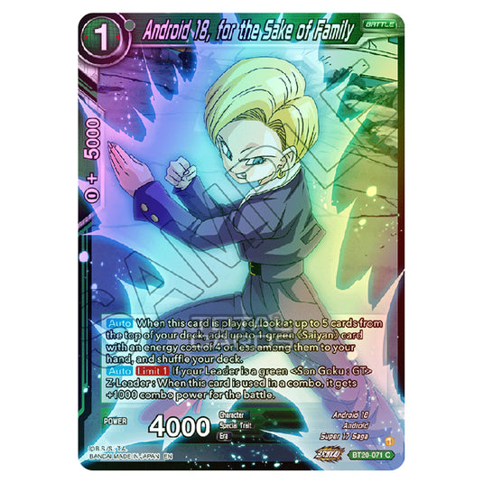 Dragon Ball Super - B20 - Power Absorbed - Android 18, for the Sake of Family - BT20-071 (Foil)