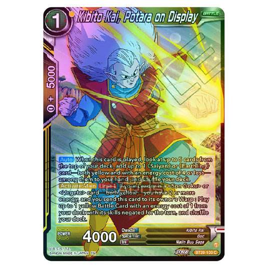 Dragon Ball Super - B20 - Power Absorbed - Kibito Kai, Potara on Display - BT20-103 (Foil)