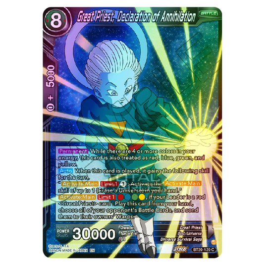 Dragon Ball Super - B20 - Power Absorbed - Great Priest, Declaration of Annihilation - BT20-120 (Foil)